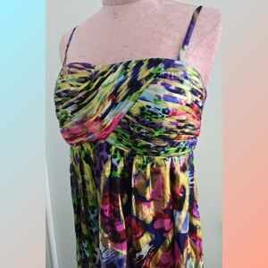 Oleg Cassini Silk Gold Maxi Dress Cocktail Brunch Country Club Size 4